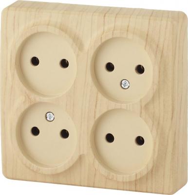 11-2210-11 11-2210-11 Розетка 4х2P, 16A-250В, IP20, ОУ, Эксперт, сосна, цена за 1 шт