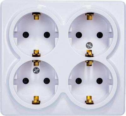 11-2211-01 11-2211-01 Розетка 4х2P+E Schuko со шторками, 16A-250В, IP20, ОУ, Эксперт, белый, цена за 1 шт – фото 1