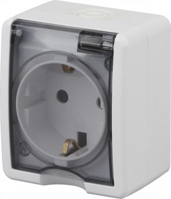 11-2401-01 11-2401-01 Розетка 2P+E IP54, 16A-250В, ОУ, Эксперт, белый, цена за 1 шт – фото 1