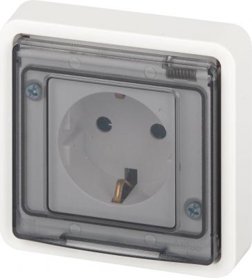 11-2522-01 Розетка Эксперт 11-2522-01 2P+E IP55, шторки, 16A-250В, СУ, белый, цена за 1 шт