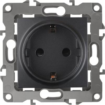 12-2001-05 12-2001-05 Розетка 2P+E Schuko, 16A-250В, IP20, без м.лапок, Эра12, антрацит, цена за 1 шт