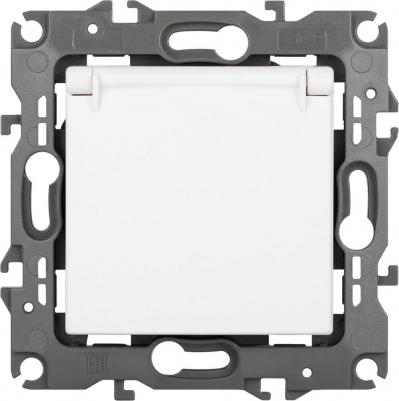 12-2103-01М Розетка Серия 12 12-2103-01М, 2P+E Schuko со шторками с крышкой, 16А-250В, белый матовый, цена за 1 шт