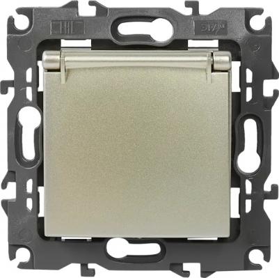 12-2103-04 12-2103-04 Розетка 2P+E Schuko со шторками с крышкой, 16A-250В, IP20, Эра12, шампань, цена за 1 шт