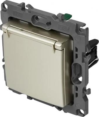 12-2103-04 12-2103-04 Розетка 2P+E Schuko со шторками с крышкой, 16A-250В, IP20, Эра12, шампань, цена за 1 шт – фото 3