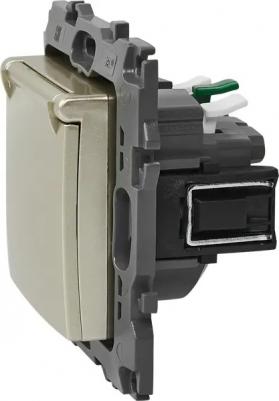 12-2103-04 12-2103-04 Розетка 2P+E Schuko со шторками с крышкой, 16A-250В, IP20, Эра12, шампань, цена за 1 шт – фото 6