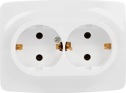 12-2106-01 12-2106-01 Розетка 2X2P+E Schuko, 16A-250В, IP20, Эра12, белый, цена за 1 шт