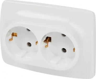 12-2106-01 12-2106-01 Розетка 2X2P+E Schuko, 16A-250В, IP20, Эра12, белый, цена за 1 шт – фото 5