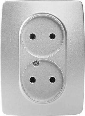 12-2107-03 12-2107-03 Розетка 2X2P, 16A-250В, IP20, Эра12, алюминий, цена за 1 шт – фото 3