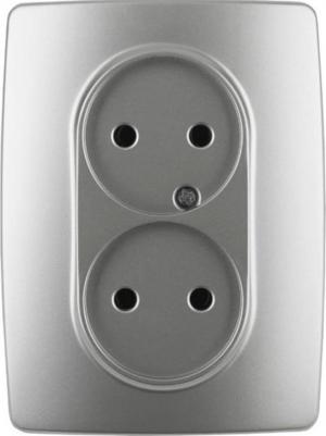 12-2107-03 12-2107-03 Розетка 2X2P, 16A-250В, IP20, Эра12, алюминий, цена за 1 шт – фото 4
