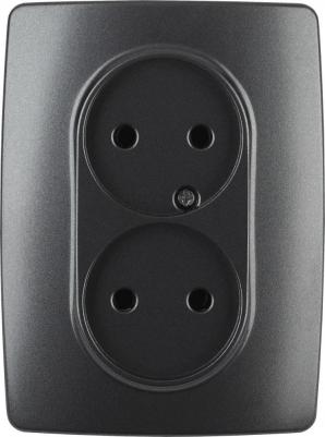 12-2107-05 12-2107-05 Розетка 2X2P, 16A-250В, IP20, Эра12, антрацит, цена за 1 шт – фото 3