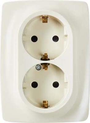 12-2108-02 12-2108-02 Розетка 2X2P+E Schuko со шторками, 16A-250В, IP20, Эра12, слоновая кость, цена за 1 шт