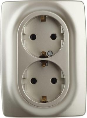 12-2108-04 12-2108-04 Розетка 2X2P+E Schuko со шторками, 16A-250В, IP20, Эра12, шампань, цена за 1 шт