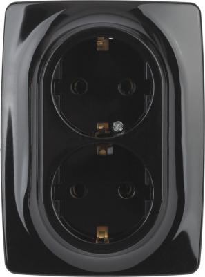 12-2108-06 12-2108-06 Розетка 2X2P+E Schuko со шторками, 16A-250В, IP20, Эра12, чёрный, цена за 1 шт