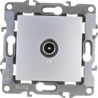 12-3102-03 12-3102-03 Розетка TV проходная, IP20, Эра12, алюминий, цена за 1 шт – фото 1