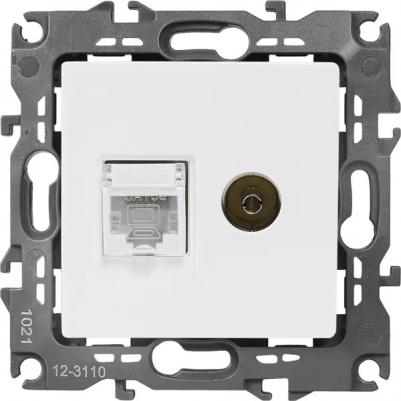 12-3110-01 12-3110-01 Розетка комбинированная RJ45+TV, IP20, Эра12, белый, цена за 1 шт – фото 6