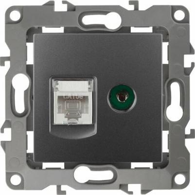 12-3110-12 12-3110-12 Розетка комбинированная RJ45+TV, IP20, Эра12, графит, цена за 1 шт