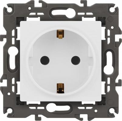 14-2101-01М Розетка Elegance 14-2101-01М 2P+E Schuko, 16А-250В, белый матовый, цена за 1 шт – фото 1