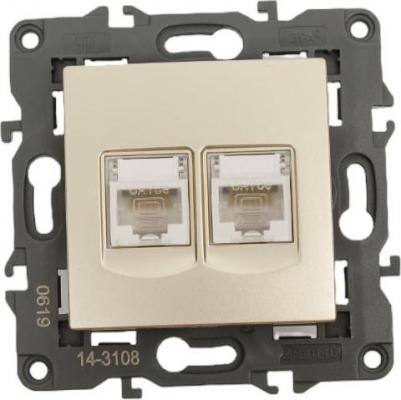 14-3108-04 14-3108-04 Розетка 2хRJ45, IP20, шампань, цена за 1 шт – фото 4