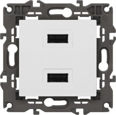 14-4110-01 14-4110-01 Устройство зарядное USB, 230В/5В-2100мА, IP20, Elegance, белый, цена за 1 шт – фото 1