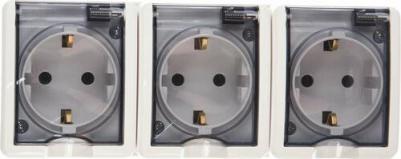 штепсельная Розетка Эксперт 11-2405-01 трехместная с заземлением 16А IP54 открытого монтажа белая