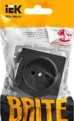 BRITE Розетка 1-местная с заземлением без защитных шторок 16А РС11-1-0-БрГ графит, цена за 1 шт – фото 1