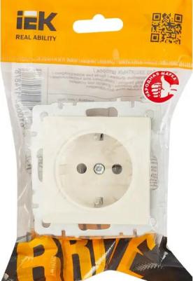 BRITE Розетка 1-местная с заземлением без защитных шторок 16А РС11-1-0-БрКр бежевый, цена за 1 шт – фото 12