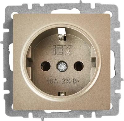 BRITE Розетка 1-местная с заземлением без защитных шторок 16А РС11-1-0-БрШ шампань, цена за 1 шт