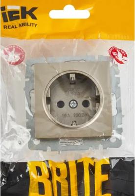 BRITE Розетка 1-местная с заземлением без защитных шторок 16А РС11-1-0-БрШ шампань, цена за 1 шт – фото 3