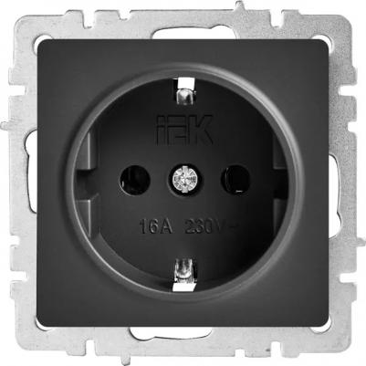 BRITE Розетка 1-местная с заземлением с защитными шторками 16А РС14-1-0-БрГ графит, цена за 1 шт