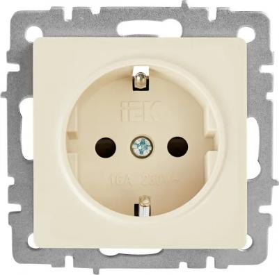 BRITE Розетка 1-местная с заземлением с защитными шторками 16А РС14-1-0-БрКр бежевый, цена за 1 шт