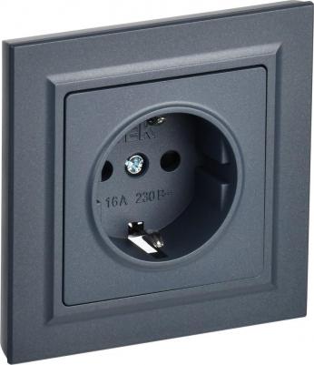 BRITE Розетка 1-местная с заземлением с защитными шторками 16А в сборе РСР14-1-0-БрМ маренго, цена за 1 шт