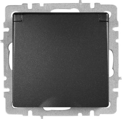 BRITE Розетка 1-местная с заземлением с защитными шторками и крышкой 16А IP20 РСбш10-3-БрЧ черный, цена за 1 шт