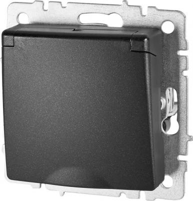 BRITE Розетка 1-местная с заземлением с защитными шторками и крышкой 16А IP20 РСбш10-3-БрЧ черный, цена за 1 шт – фото 4