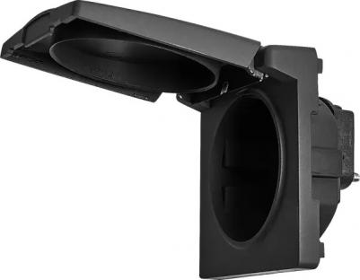 BRITE Розетка 1-местная с заземлением с защитными шторками и крышкой 16А IP20 РСбш10-3-БрГ графит, цена за 1 шт – фото 1