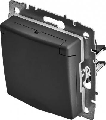 BRITE Розетка 1-местная с заземлением с защитными шторками и крышкой 16А IP20 РСбш10-3-БрГ графит, цена за 1 шт – фото 3