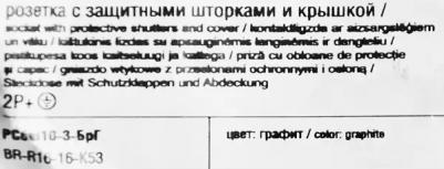 BRITE Розетка 1-местная с заземлением с защитными шторками и крышкой 16А IP20 РСбш10-3-БрГ графит, цена за 1 шт – фото 5
