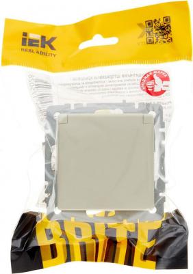 BRITE Розетка 1-местная с заземлением с защитными шторками и крышкой 16А IP20 РСбш10-3-БрКр бежевый, цена за 1 шт – фото 12