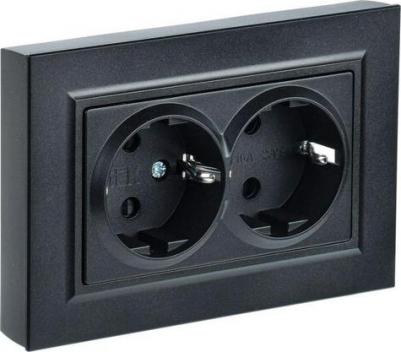 BRITE Розетка 2-местная с заземлением с защитными шторками 16А в сборе РСш12-3-БрБ белый, цена за 1 шт – фото 2