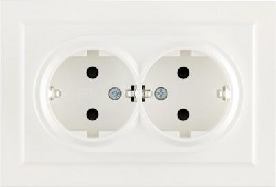 BRITE Розетка 2-местная с заземлением с защитными шторками 16А в сборе РСш12-3-БрБ белый, цена за 1 шт – фото 4