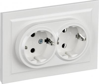 BRITE Розетка 2-местная с заземлением с защитными шторками 16А в сборе РСш12-3-БрБ белый, цена за 1 шт – фото 5