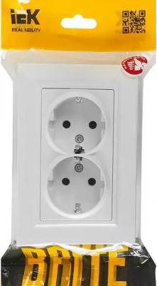 BRITE Розетка 2-местная с заземлением с защитными шторками 16А в сборе РСш12-3-БрБ белый, цена за 1 шт – фото 11