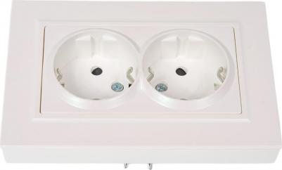 BRITE Розетка 2-местная с заземлением с защитными шторками 16А в сборе РСш12-3-БрЖ жемчуг, цена за 1 шт – фото 3