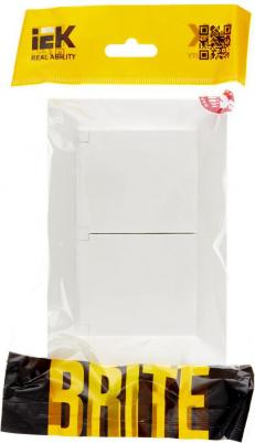 BRITE Розетка 2-местная с заземлением с защитными шторками и крышкой 16А в сборе IP44 РСбш12-3-44-БрБ белый, цена за 1 шт – фото 1