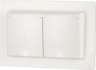 BRITE Розетка 2-местная с заземлением с защитными шторками и крышкой 16А в сборе IP44 РСбш12-3-44-БрБ белый, цена за 1 шт – фото 9