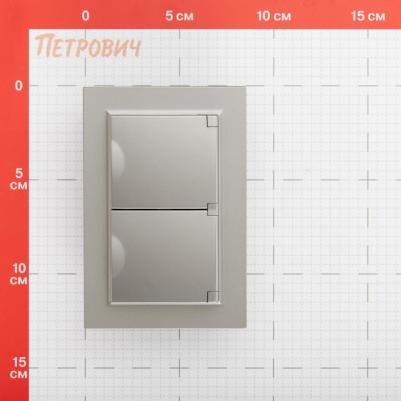 BRITE Розетка 2-местная с заземлением с защитными шторками и крышкой 16А в сборе IP44 РСбш12-3-44-БрС сталь, цена за 1 шт – фото 4