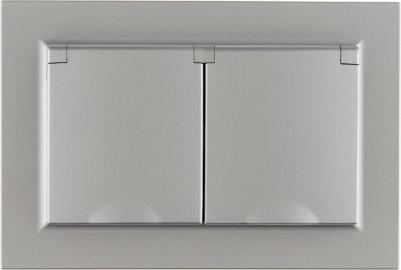 BRITE Розетка 2-местная с заземлением с защитными шторками и крышкой 16А в сборе IP44 РСбш12-3-44-БрС сталь, цена за 1 шт – фото 10