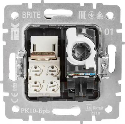 BRITE Розетка двойная RJ11+RJ45 кат.5E РК/Т12-БрБ белый, цена за 1 шт – фото 8