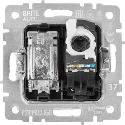 BRITE Розетка двойная TV+RJ45 кат.5E РТВ/РК12-БрБ белый, цена за 1 шт – фото 3