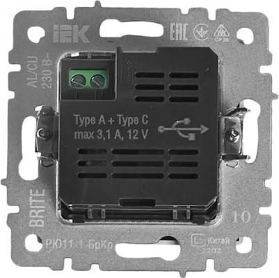 BRITE Розетка USB A+C 18Вт РЮ11-1-БрБ белый, цена за 1 шт – фото 2