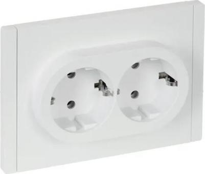 FORTE&PIANO Розетка 2-местная с заземлением без защитных шторок безвинтовое крепление 16А FP224 белый, цена за 1 шт